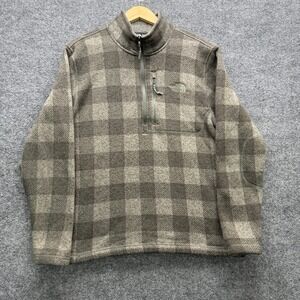 The North Face Gordon Lyons Pullover Men's XL Gray Plaid 1/4 Zip Fleece Sweater